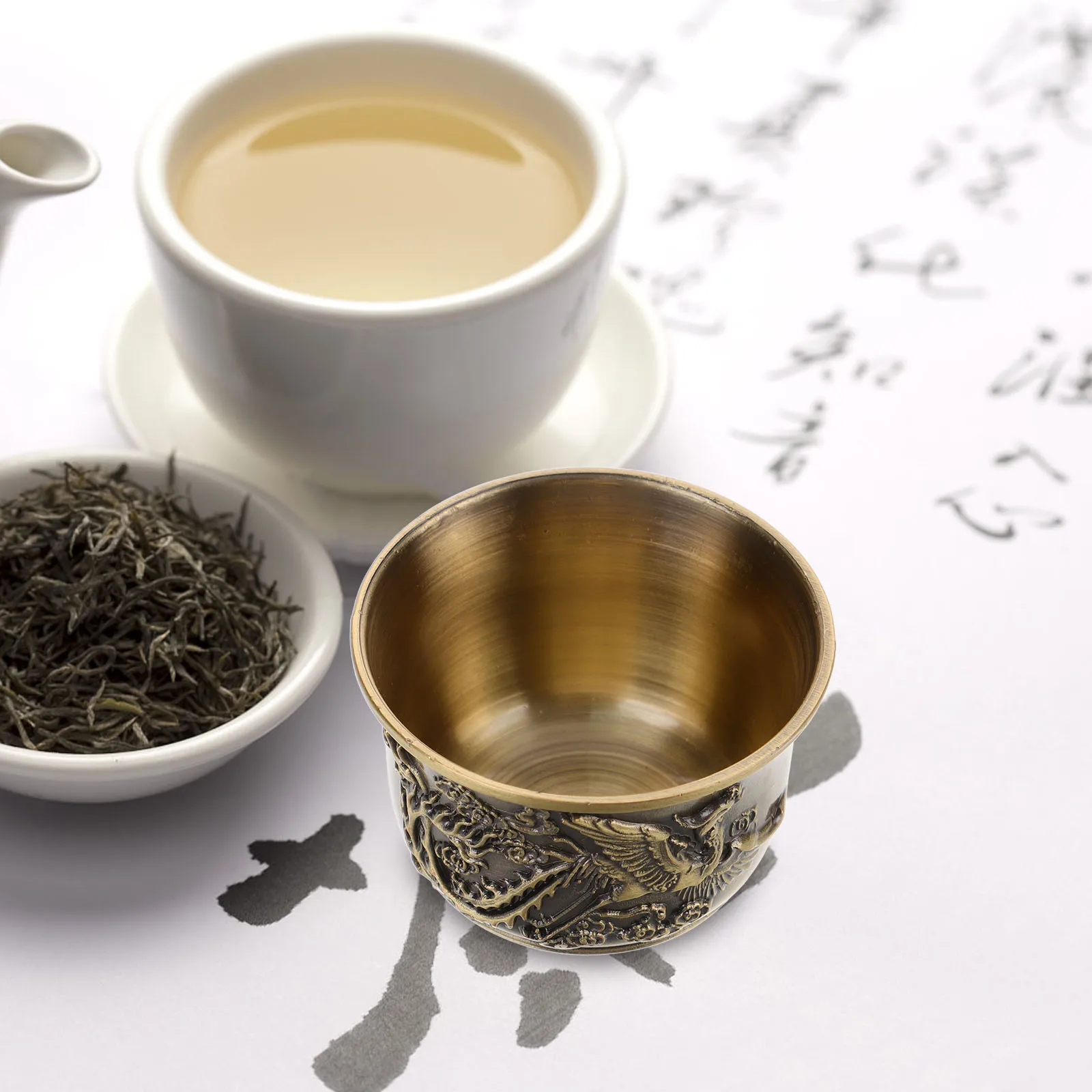 

Bronze Dragon and Coffee Cups Decorative Tea Chinese Traditional Mugs Dispenser