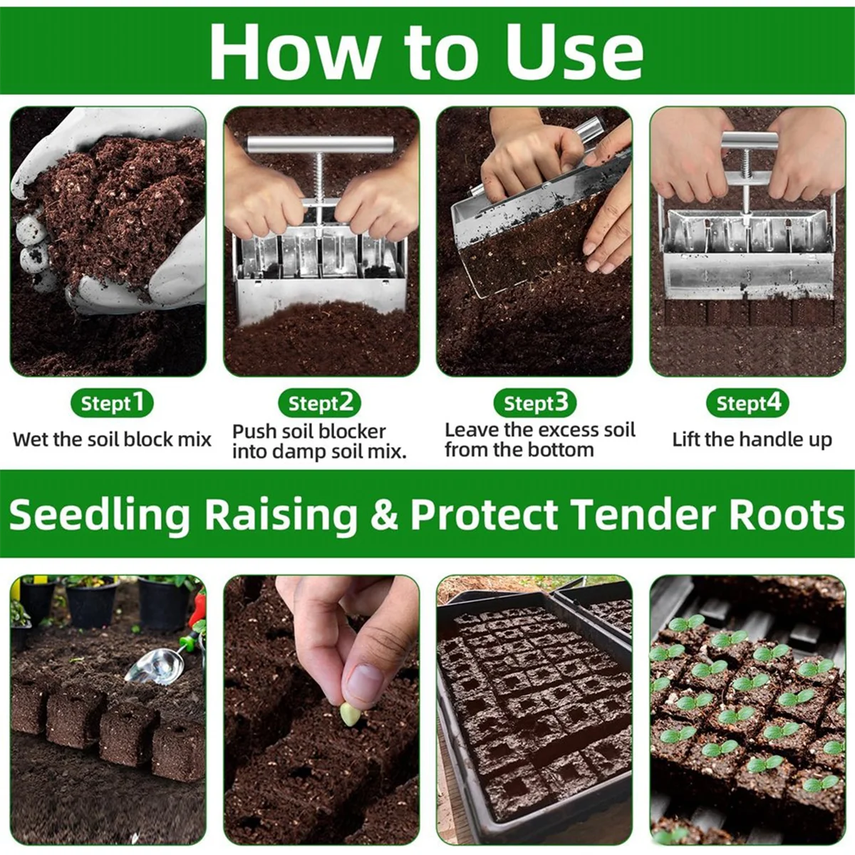 

Soil BlockerSoil Blocker, Soil Block Maker for Seed Starting with Strong Hand Held, Soil Blocking Tool for Grow Seedling