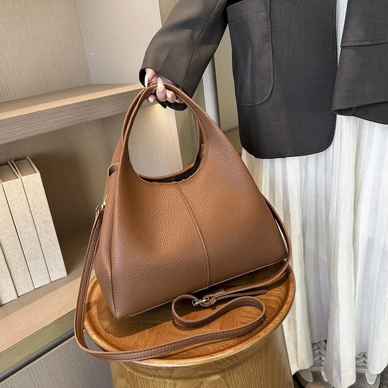 

Cross-border hot-selling stylish lychee-patterned large-capacity solid-color minimalist versatile fashion shoulder/sling bag