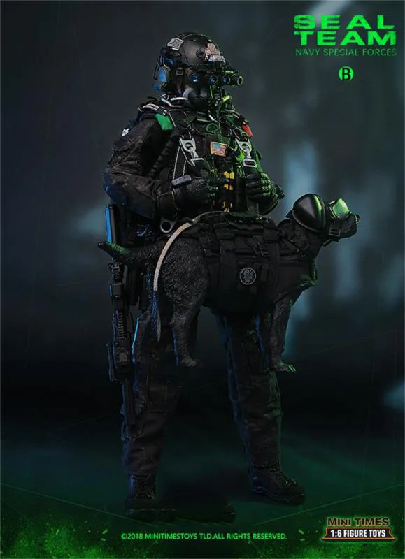 1/6 Minitimes M013 USA. Figurka Kapitana z Oddziału Uszczelnionego z Psem, Pełny Zestaw, Ruchome Figurki Akcji, Prezent dla Fanów, 30 cm