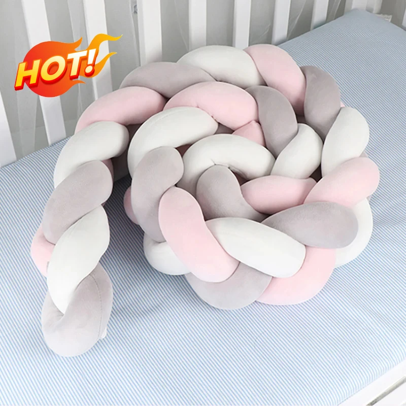 Infant Safety Rail-Hand-Woven Three-Strand Braid Bedside Decoration Anti-Fall and Anti-Collision Strip for Baby Room Soft Carpet