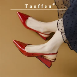 Taoffen Summer Modern Sandals For Women Pointed Toe Spike Heels High Heels Ankle Strap Slip-On Ladies Shoes Female Elegant Shoes