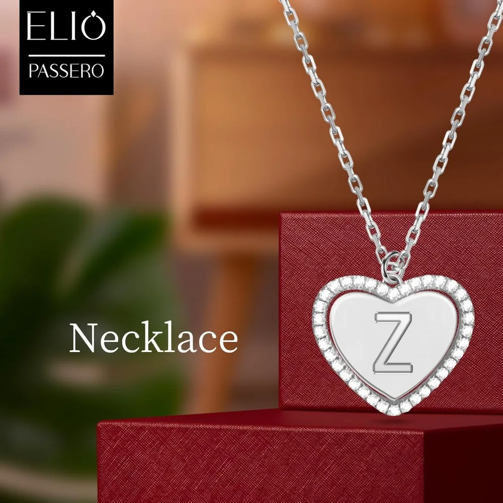 Heart Initial Pendant Necklace,18K Gold Plated S925 Sterling Silver Hypoallergenic 26 Letters Alphabets love Necklaces Chain