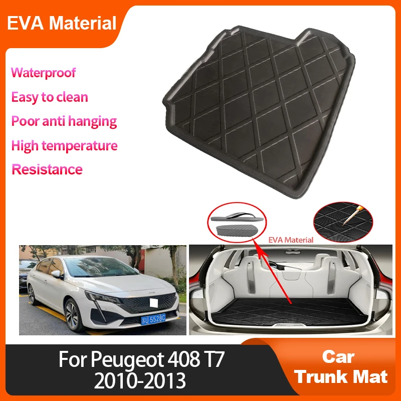 

For Peugeot 408 T7 2010 2011 2012 2013 Trunk Mat Rear Cargo Liner Anti Slip Interior Accessory Waterproof Protector Storage Pad