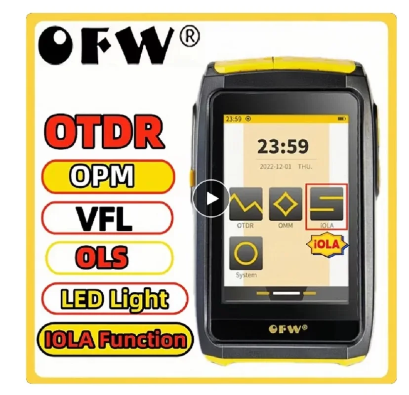 Mini OTDR Active Fiber Live Test 1550nm 1610nm 20dB OFW Optical Reflectometer Touch Screen OPM OLS VFL Tester Sc Connector