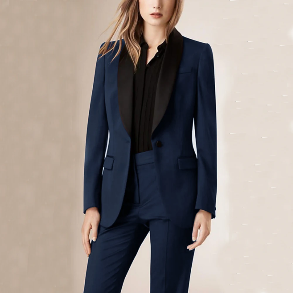 1 Button Chic and Elegant Woman Set Jacket+pants Women\'s Suit 2 Piece Set Shawl Collar  Sets Luxury Pantsuit Blazer