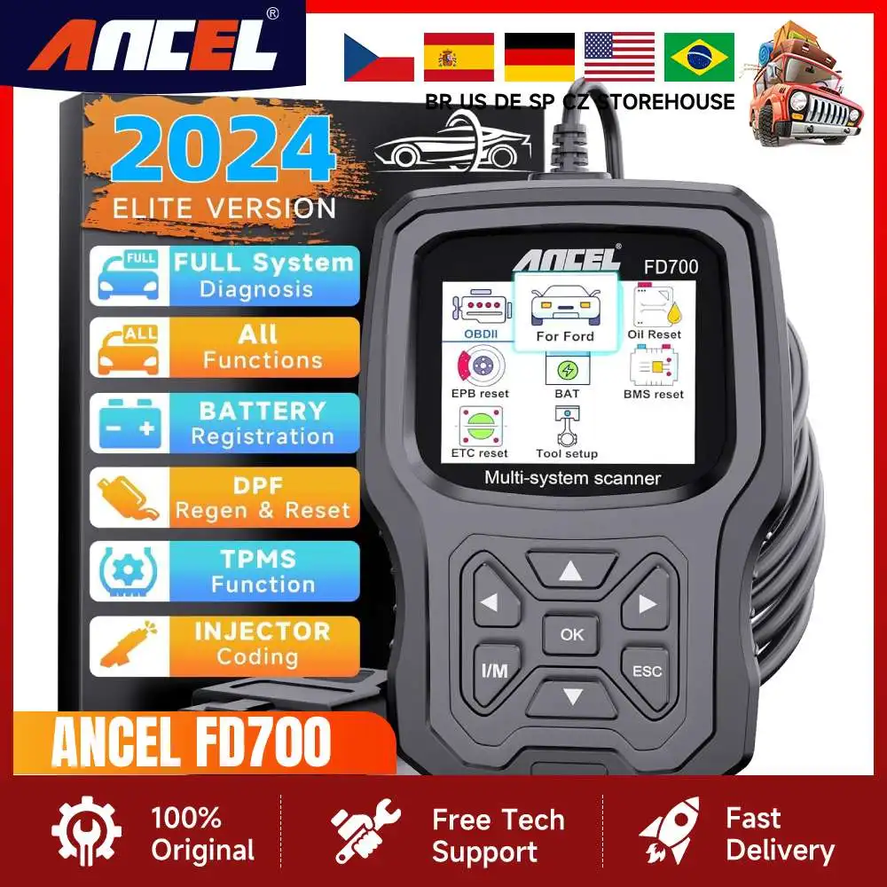 ANCEL FD700 OBD2 Scanner for Ford Full System Code Reader OBD 2 with Engine ABS SRS EPB/Throttle Oil Reset Car Diagnostic Tool