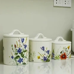 Large Capacity Flower Storage Jar, Silicone Sealed Tank, Nut Jar, Tea Caddy, Snack Cans, Sugar Bowl, Spice Canister for Kitchen