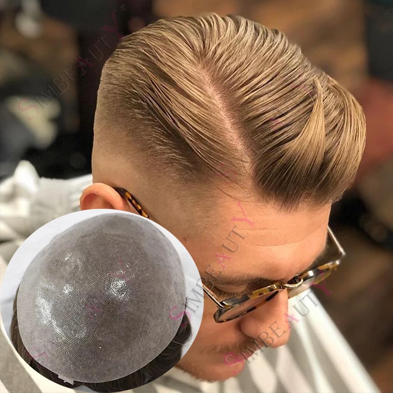 عقدة مزدوجة بو القائمة على دائم مايكرو رقيقة الجلد شعري طبيعي رجل شعر مستعار 100% وحدة الشعر البشري 1b50 240 # شعر صناعي بني ورمادي #2