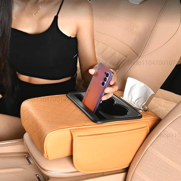 

New! General Motors Multifunctional Armrest Box Pad Universal Central Elbow Height Pad Thickened Box Armrest Tissue Box