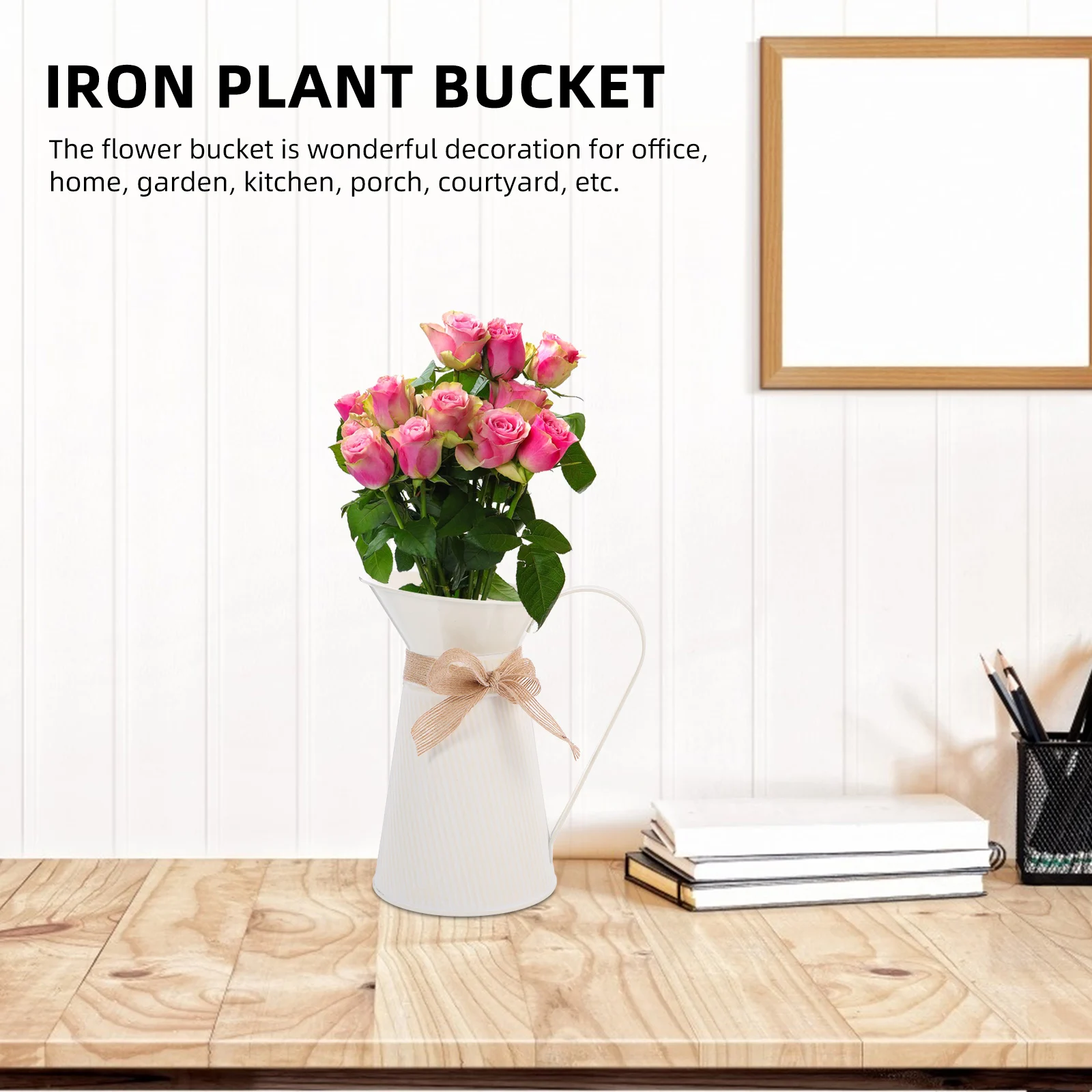 

Vintage Vase Flower Display Buckets Floral Arrangement American Style Metal Flowerpot Iron Pail