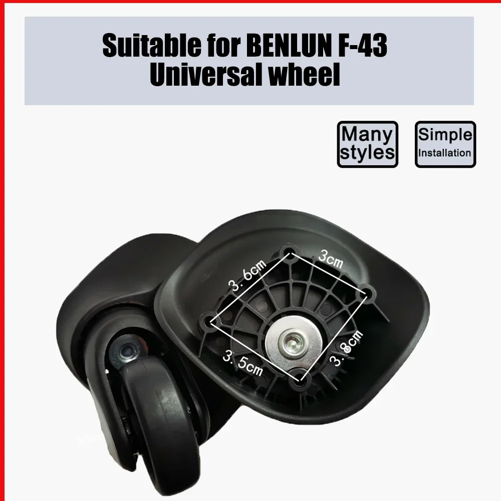 

For BENLUN F-43 Trolley Case Wheel Pulley Sliding Casters Universal Wheel Luggage Wheel Slient Wear-resistant Smooth Black