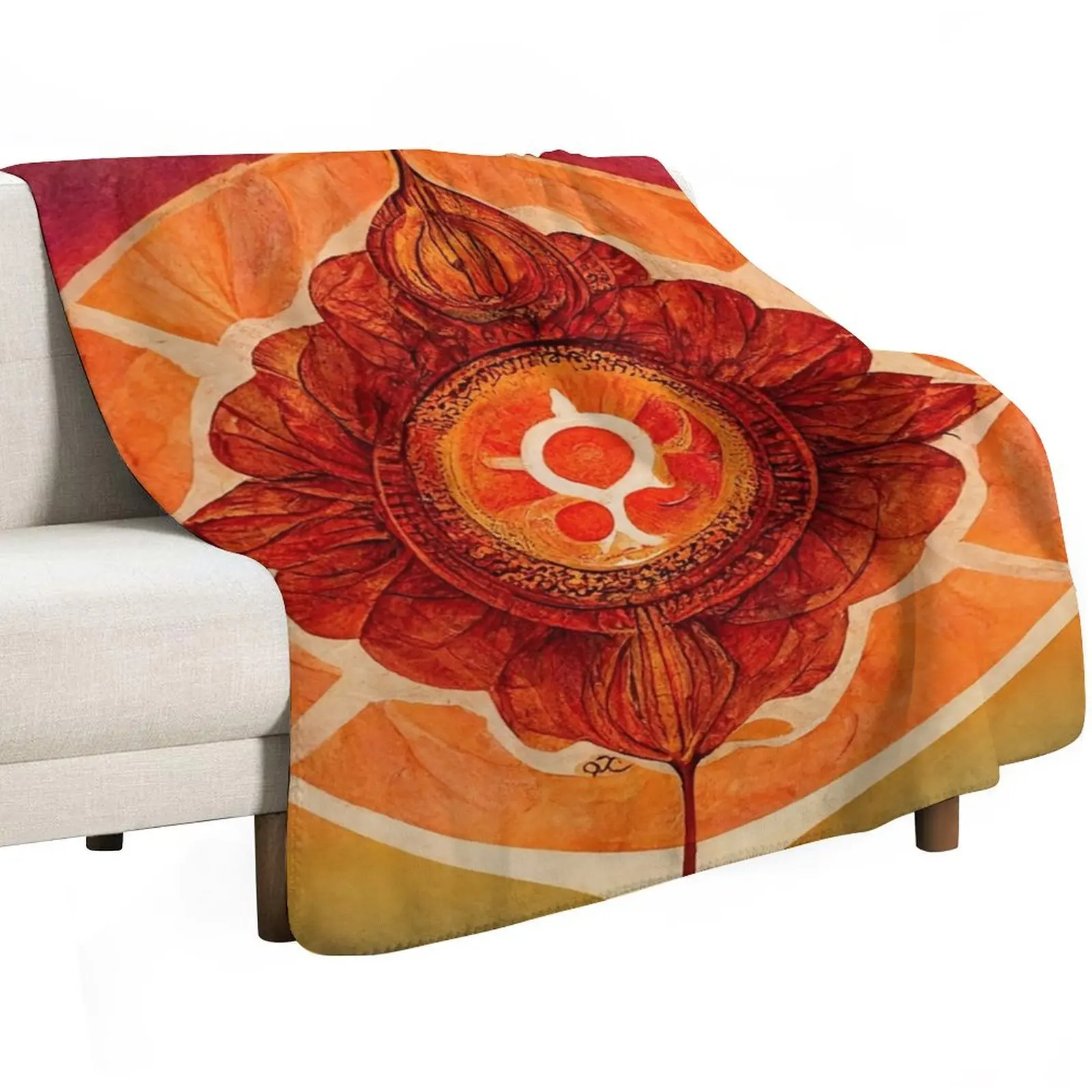 Orange Chakra Energy Throw Blanket Sofas Picnic Decorative Sofa Cute Plaid wednesday Giant Sofa Blankets