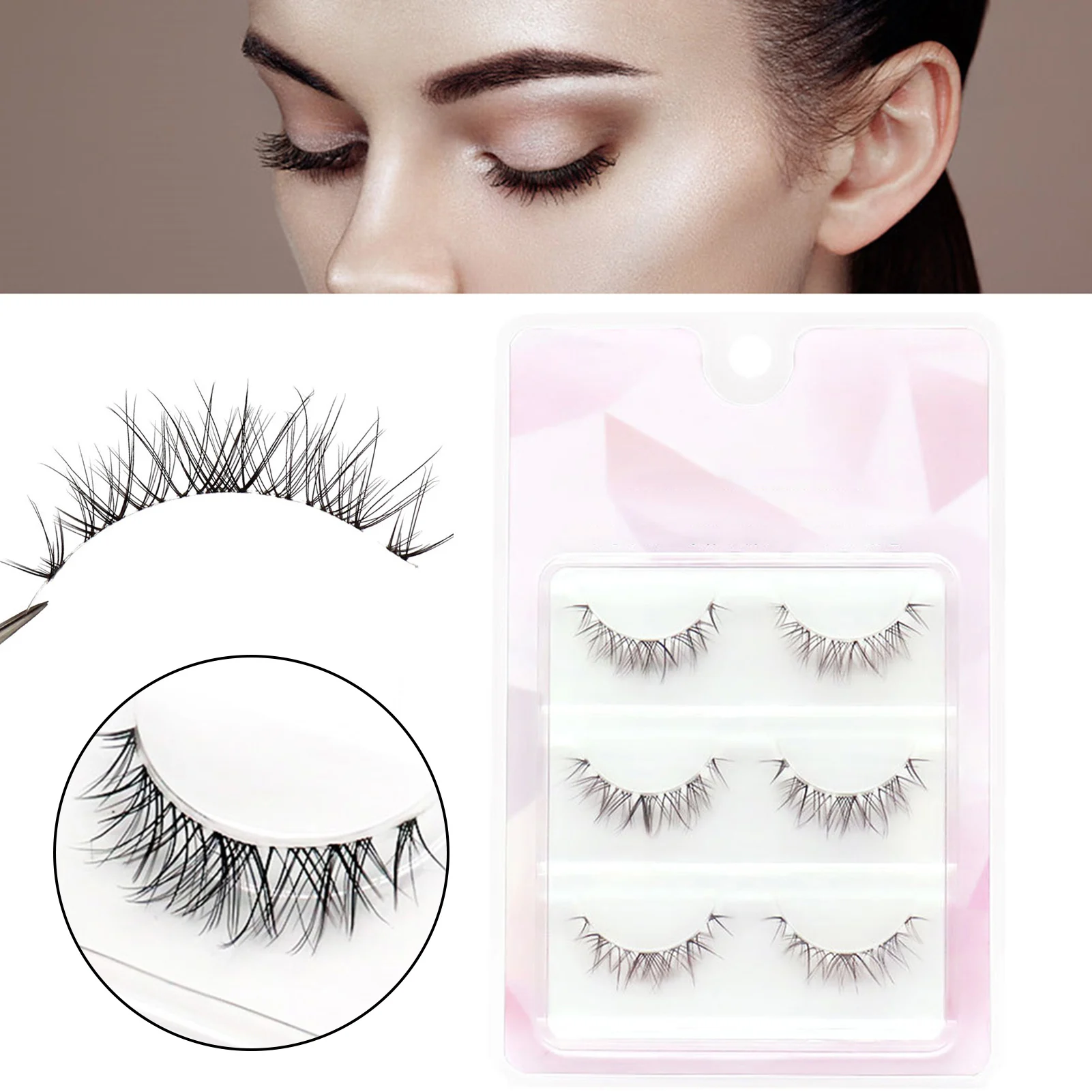 Newly Ultra Fine Fake Lashes for Most Eyes Soft Comfortable No Irritation Lashes for Cosplay Party Make up