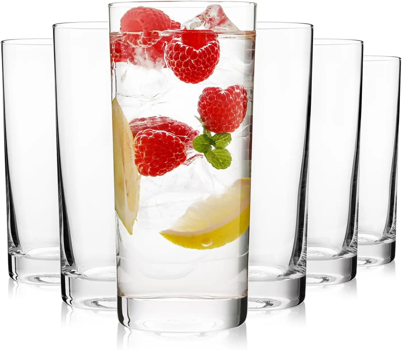 

Set of 6 Tall 16oz Drinking Glasses for Cocktails, Water, and Bar Use
