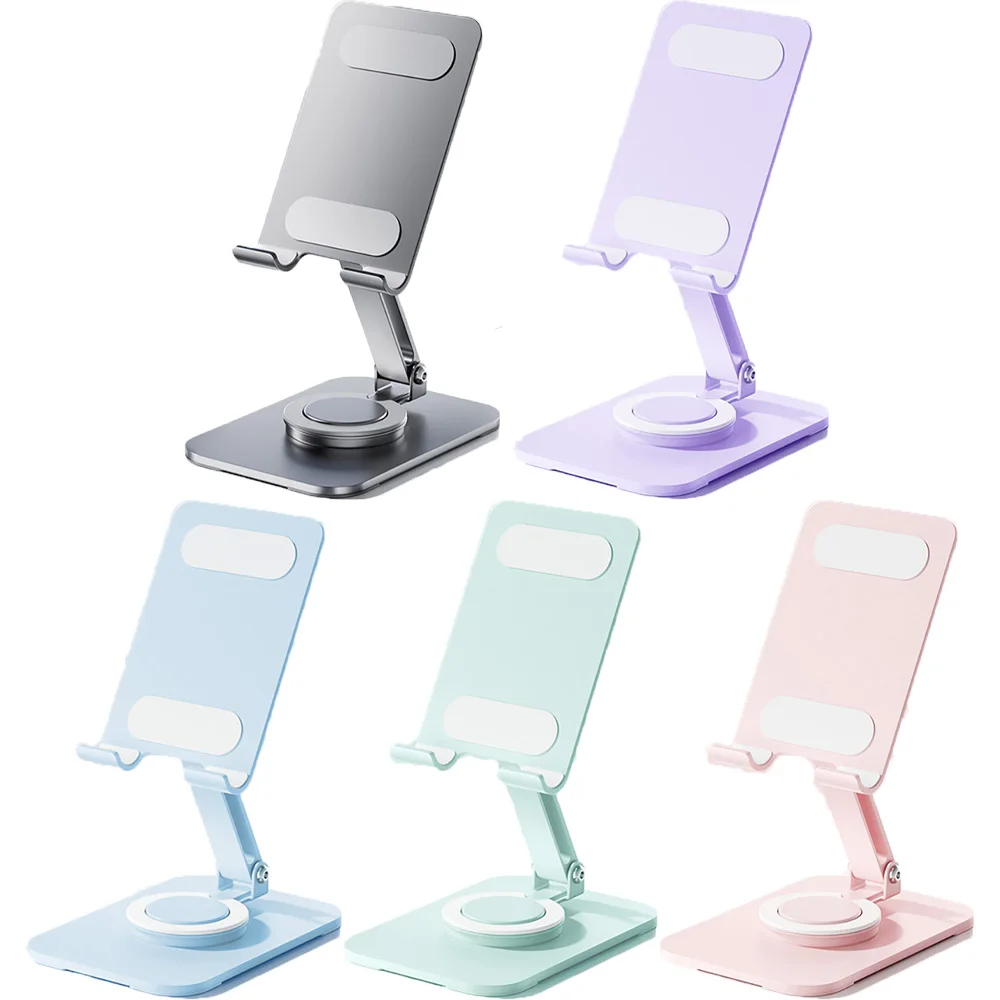 360 Rotatable Metal Phone Tablet Stand Foldable Desktop Phone Holder Smartphone Kickstand Tablets Anti-Slip Desk Mount Brackets