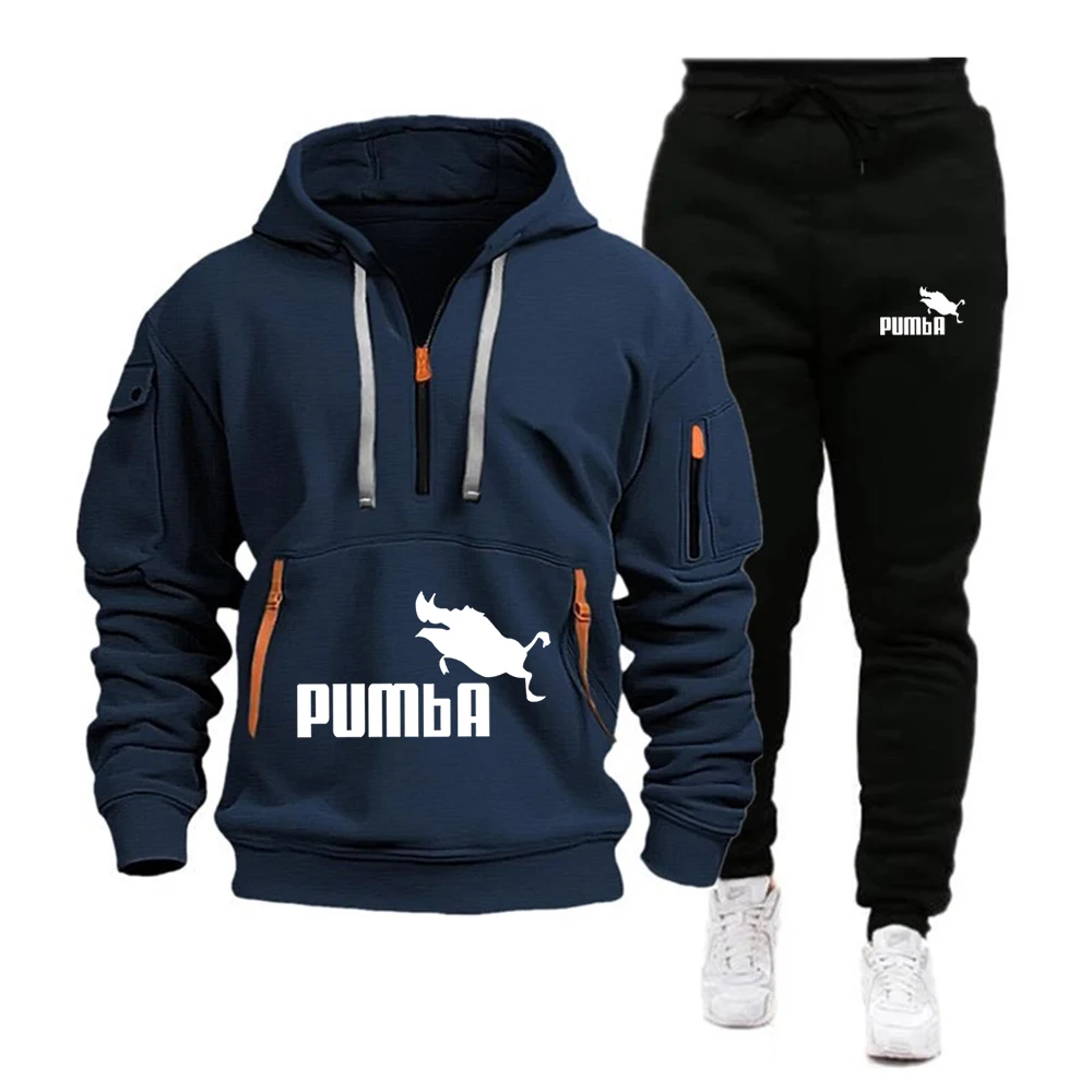 2024 Fall Winter Pumba Men\'s Tracksuit Hoodie Pants 2Pcs Sets Suit Leisure Sweatshirts Sweatpants Fashion Trends Brand Clothing