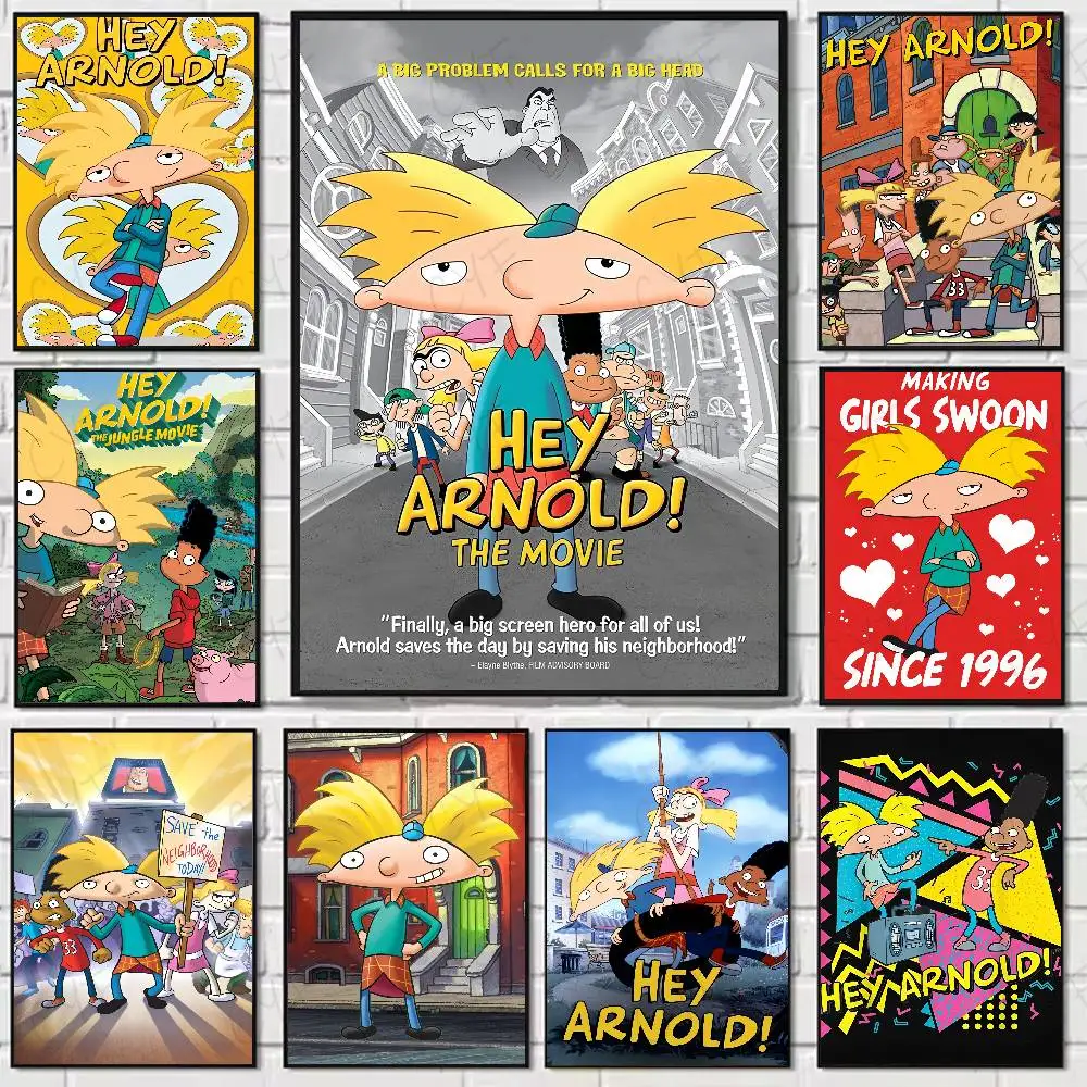 

Cartoon Hey A-Arnold Poster Sticker Vintage Movie Posters Print Waterproof Wall Art For Living Room Bedroom Home Decor