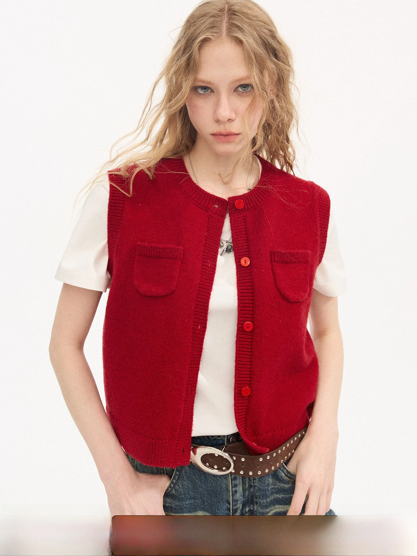 

Вязаный жилет DIDDI MODA с круглым вырезом, модный повседневный женский укороченный кардиган на пуговицах с карманами