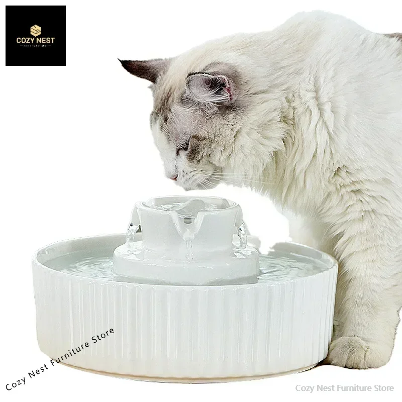 Cake Shaped Cute Ceramic Dog Cat Water Feeder Cat Drinking Dispenser Automatic Pet Water Fountain In Ceramic
