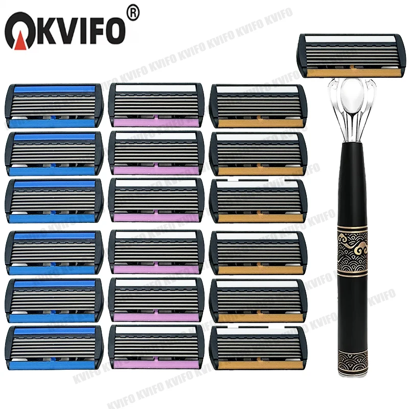 

KVIFO 6-layer Stainless Steel Blade Men Razor Washable For Travel For Home Shaver Manual Shave Razors For Daily Face Care