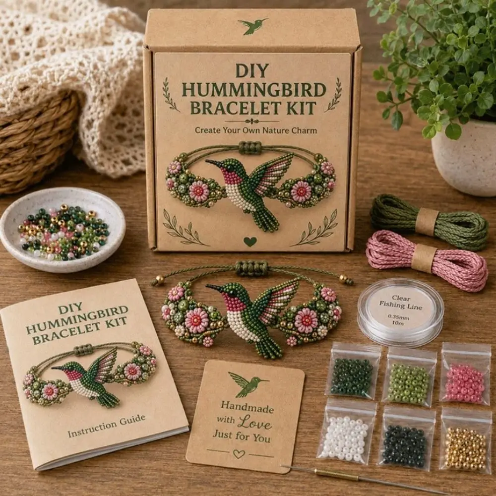 Full Set Beaded Bracelet Making Kit Hummingbird Design Animal Beaded DIY Bracelet Kit Creative Craft Jewelry Craft Supplies