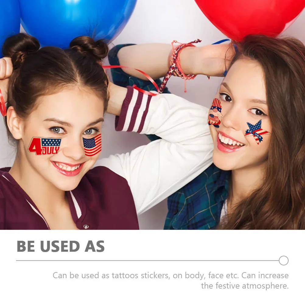 

10 Sheets Independence Day Face Tattoos Sticker Usa Body Stickers Party Supplies Washable Decals