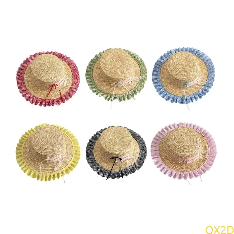 

QX2D 3-10 Year Girls Straw Hat Children's Sunhat for Kids Summer Beach Parties Headgear Vreative Photoshoots Props