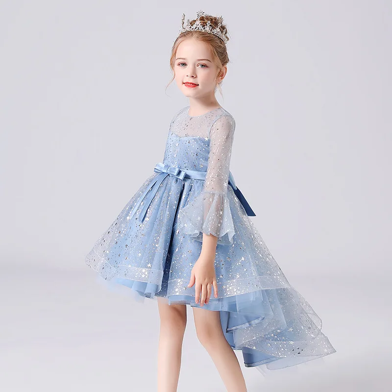 Christmas Costume Star Sequins Princess Dress for Teen Girls Kids Evening Dresses Long Luxury 2023 Party Gowns Fluffy Vestidos