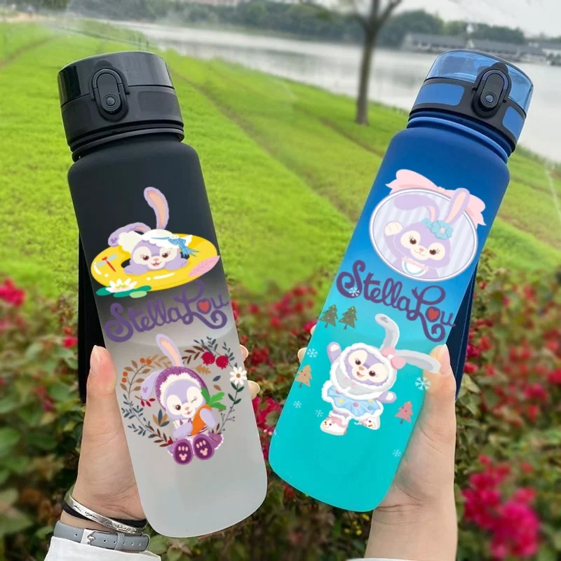 650ML StellaLou Cartoon Figure Water Cup Portable Children's  Plastic Outdoor Sports Large Capacity Anti-drip Water Bottle Gift