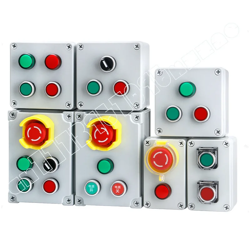 Push button switch box emergency stop start self-reset power switch waterproof indicator light control box AG type button box