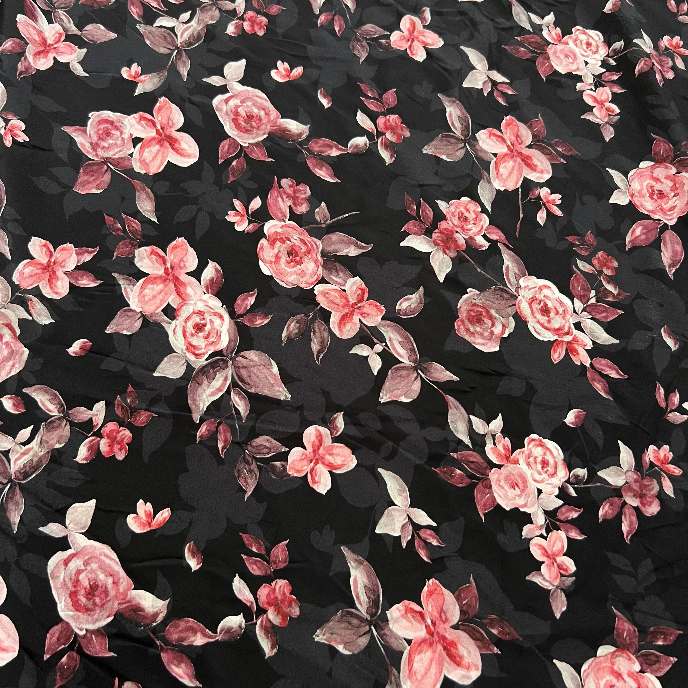 

1 метр 100% шелк тутового шелкопряда 15 Момми креп шелковая ткань черная роза цветочный принт 138 см 54 дюйма в ширину двор XX166