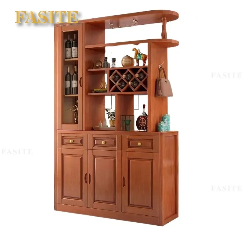 For Living Room Solid Wood Wine Cabinet Partition Double Sided Shoe Storage Entryway Hall Screen Decorative Integrated