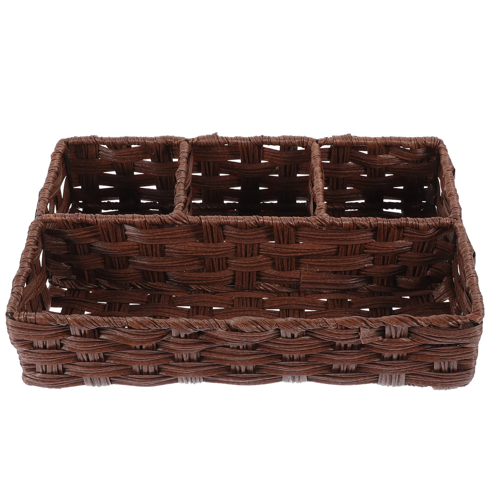

Woven Storage Basket Natural Hand Woven Sundries Organizer Decorative Desktop Container Multi Compartment Bins Home Supplies