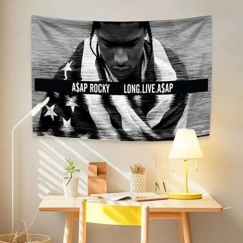 VIKAMA Monochrome Star Flag Hip Hop Tapestry Abstract Plaid Shirt Male Figure Wall Hanging Teen Bedroom Dorm Decor