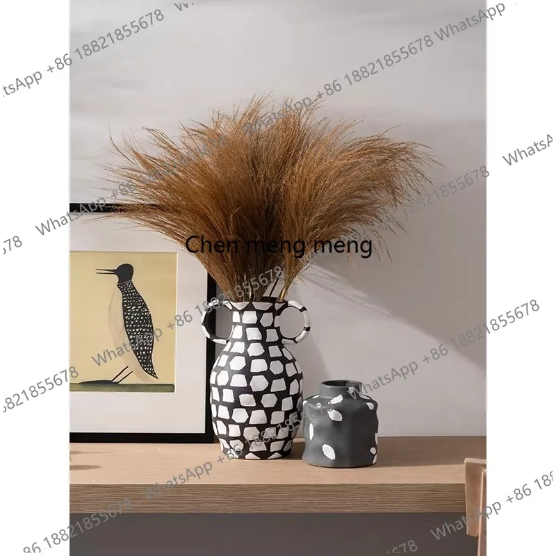 Binaural polka dot ceramic vase ornament living room flower arrangement desktop wine cabinet entrance decoration