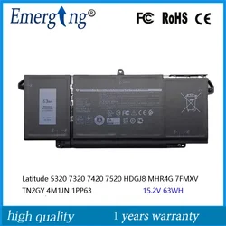 15.2V New 7FMXV 9JM71 Laptop Battery For DELL Latitude 13 5320 2-in-1 14 7420 7520 4M1JN HDGJ8 TN2GY 0TN2GY MHR4G 1PP63