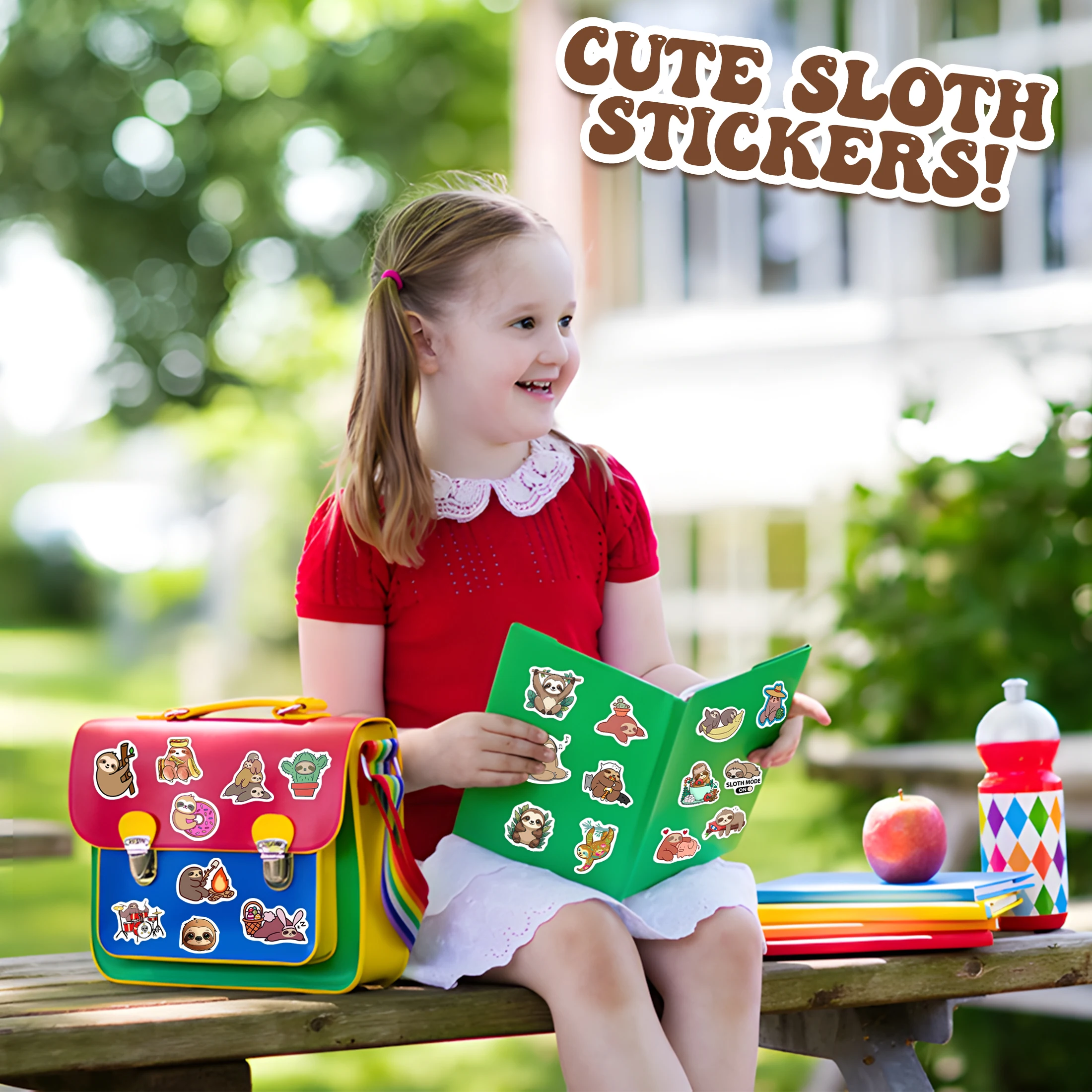 75 Stück Cartoon-Faultier-Aufkleber für Wasserflaschen für Kinder, lustige süße Faultier-Tier-Laptop-Aufkleber, wasserfestes Vinyl für Gepäck