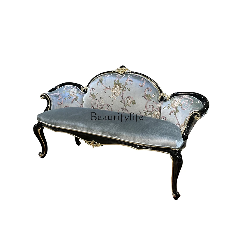 

*French solid wood bedside stool, European solid wood bedroom bed, living room sofa stool, shoe changing stool