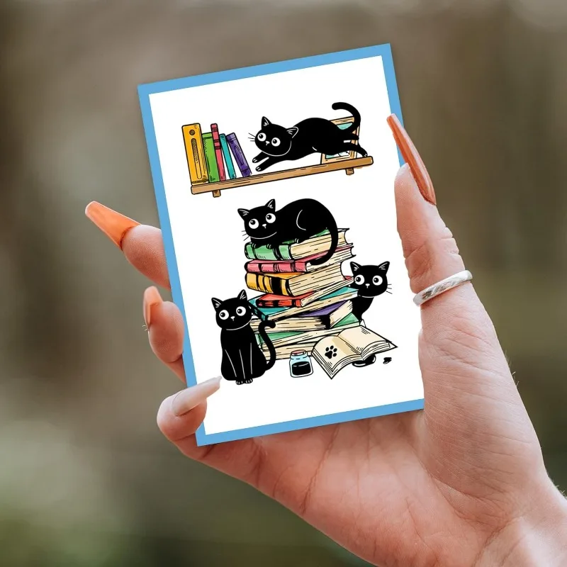 4Pcs Mini Cat and Book Clear Stamps for DIY Scrapbooking Mini Fish Tank Silicone Clear Stamp Seals Transparent Stamps for Cards