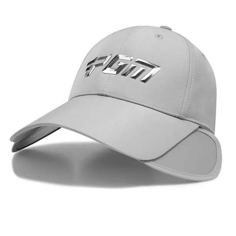 ABJV  Summer Breathable Cap Retractable Visor Hat Male Anti-Sweat Beach Hat Headwear Men Fishing Hiking UV Protection Cap Grey