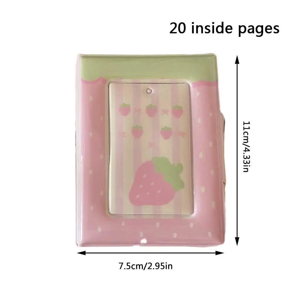 INS Cartoon Strawberry Musical Note Photocard Binder Album 3 Inch 40 Slots Photo Album Collector Book Sweet Hollow Card Booklet