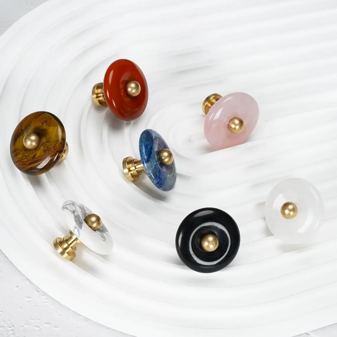 Agate Stone Crystal Cabinet Handles Creative Drawer Knobs Single Hole Circular Kitchen Cupboard Pulls Furniture Hardware 2 PCS