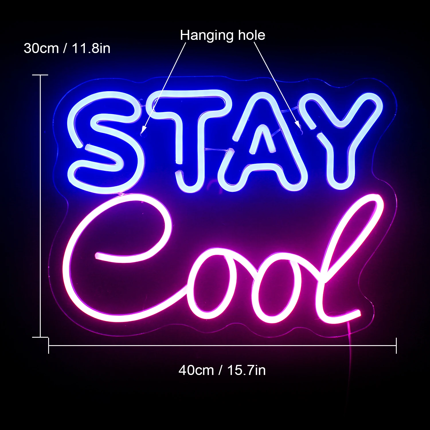 Ineonlife Stay Cool Neon Sign Light Keeps  Atmosphere Wedding USB Powered Acrylic LED Wall Bar Party Decor Beautiful Room Gift