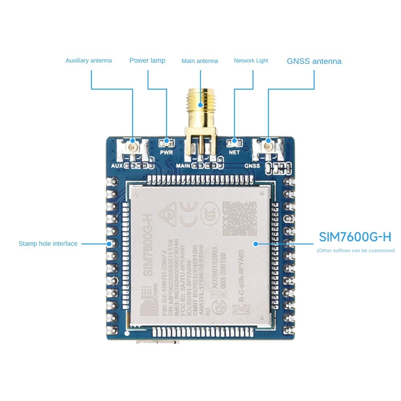 Waveshare Module SIM7600G-H 4G With FPC Antenna Global Communication Multi-Band 4G/3G/2G With GNSS Positioning