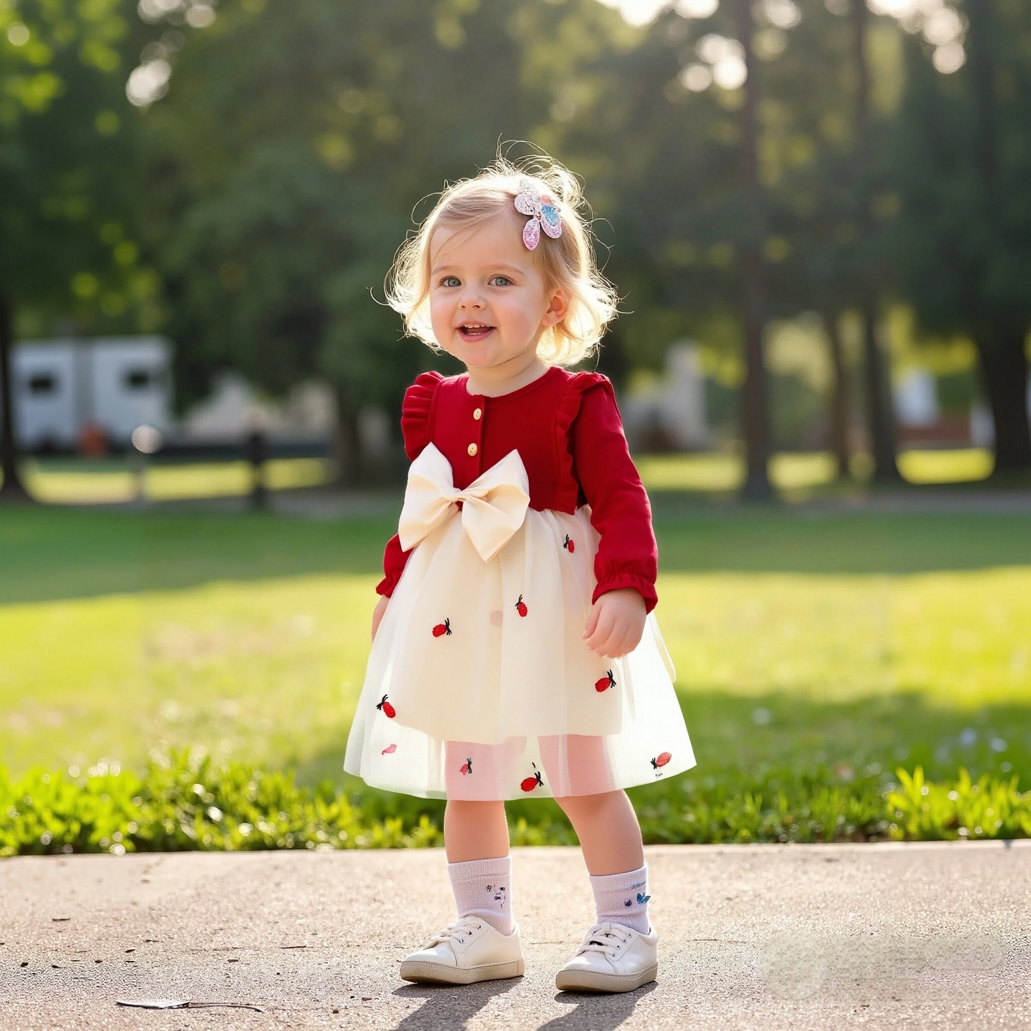 فستان بناتي جديد للربيع والخريف بعمر 0-3 سنوات فستان أميرات شبكي بأكمام طويلة للأطفال #1