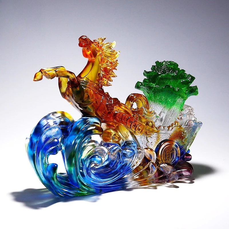 Glazed twelve zodiac horse ornament cabbage living room office decoration company store opening housewarming gift