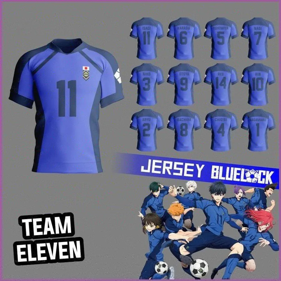 

Jersey Anime Cosplay Blue Lock Team Onze Isagi Yoichi Trend 3D Printed short-sleeved T-shirt