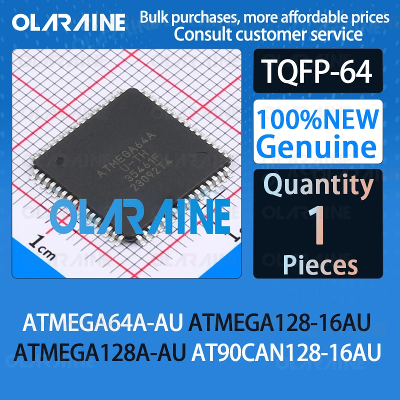 ATMEGA64A-AU ATMEGA128-16AU ATMEGA128A-AU AT90CAN128-16AU TQFP-64 100%NEW Embedded processors 8bit microcontrollers MCU IC CHIP