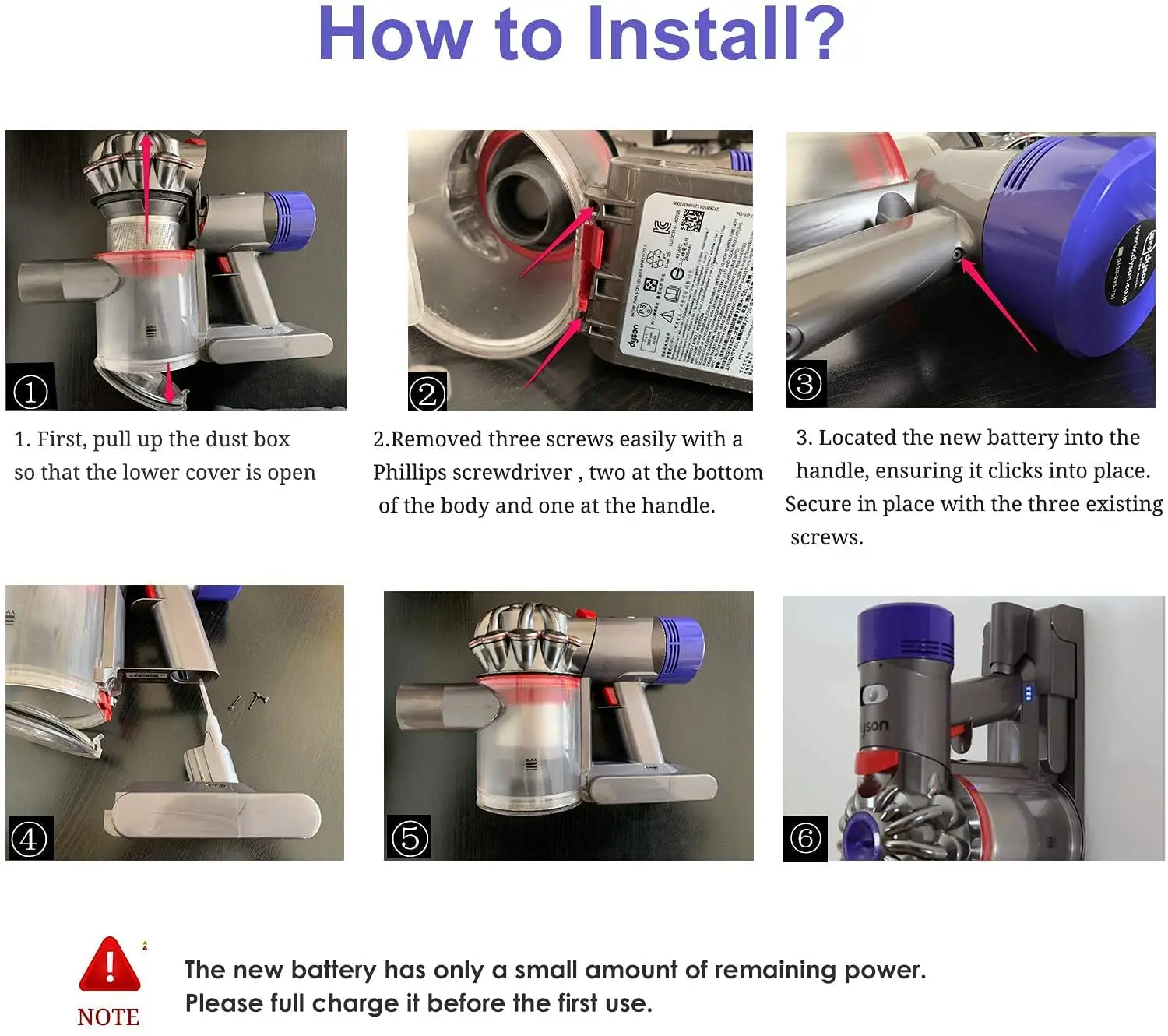Turpow-充電式バッテリー6000 V,21.6 mAh,dyson v8用,絶対v8デバイス,動物用,リチウムイオン掃除機